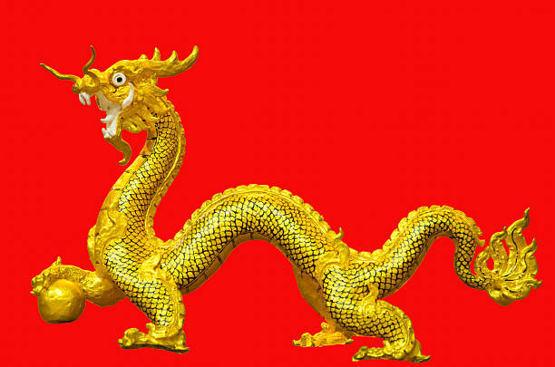 istock Chinese Golden Dragon statue 504859633