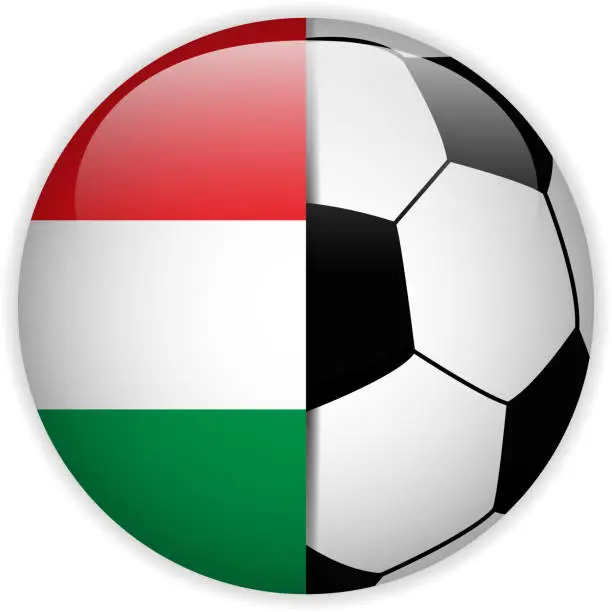 Vector illustration of Hungary Flag with Soccer Ball Background