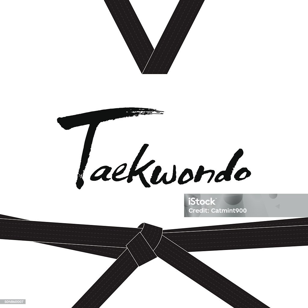 Taekwondo handwritten letter Taekwondo handwritten letter that used a brush in asian style. This calligraphy is with vector illustration described Taekwondo's uniform. Taekwondo stock vector