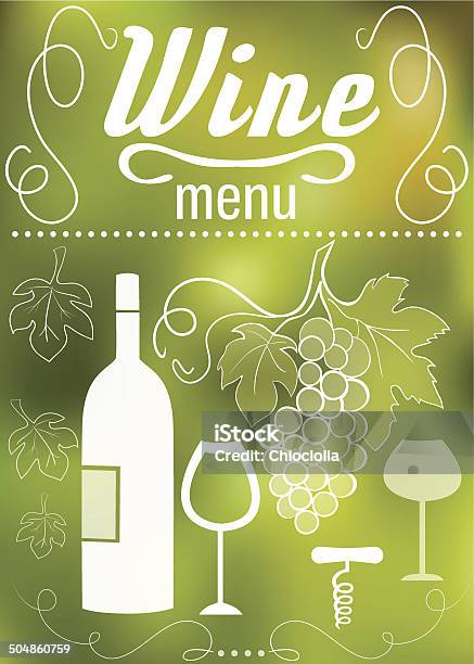 Wine Grape Wine Glass And Swirls On Blurred Background Stock Illustration - Download Image Now