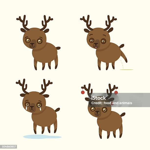 Funny Deer Stock Illustration - Download Image Now - Animal, Animal Wildlife, Antler