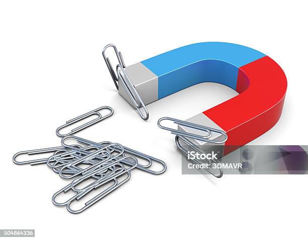 Magnet with Paper Clips. Office Supplies Top View Stock Photo - Image of  iron, paperclip: 221386484