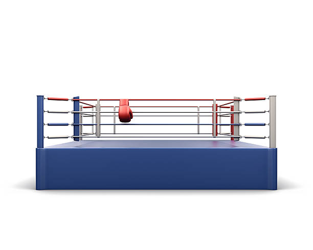 ringue de boxe em branco. 3 d representação artística. - boxing boxing ring rope three dimensional shape - fotografias e filmes do acervo