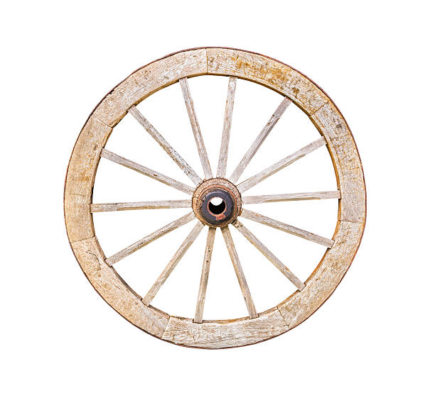 istock Old wooden wheel from a cart isolated 504865144