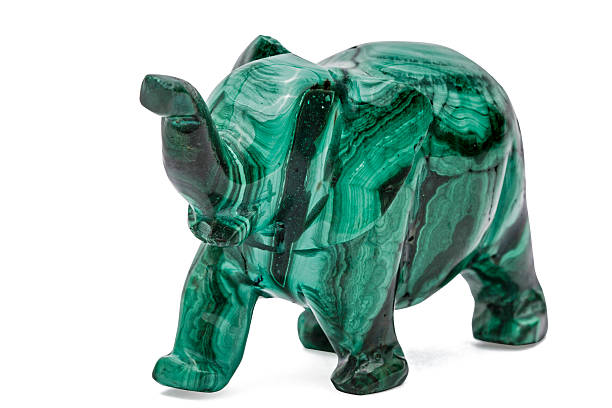 istock Elephant figurine from malachite, isolated on white background 504865886