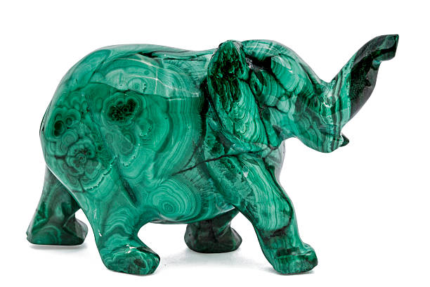 istock Elephant figurine from malachite, isolated on white background 504866044