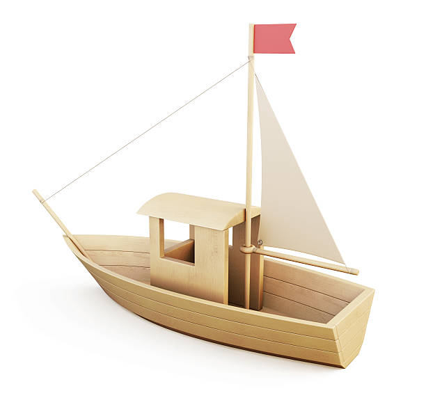 istock Wooden sailboat. 3d illustration. 504867392