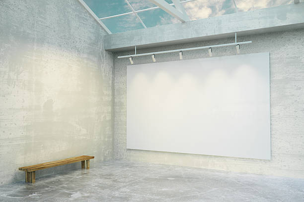 istock Blank white poster in loft room with concrete floor 504868404