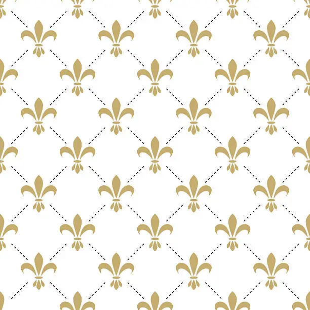 Vector illustration of Fleur de lis seamless vector pattern. French vintage stylized lily