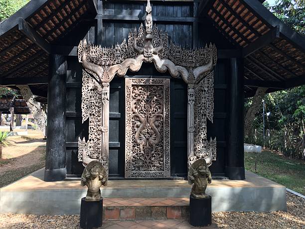 istock Black wooden building art design 504874724