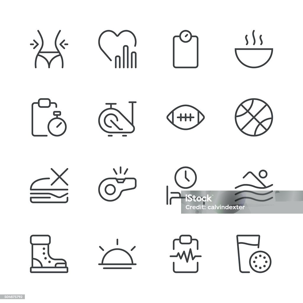 Health and Nutrition Icons set 2 | Black Line series Set of 16 professional and pixel perfect icons ready to be used in all kinds of design projects. EPS 10 file. Icon Symbol stock vector