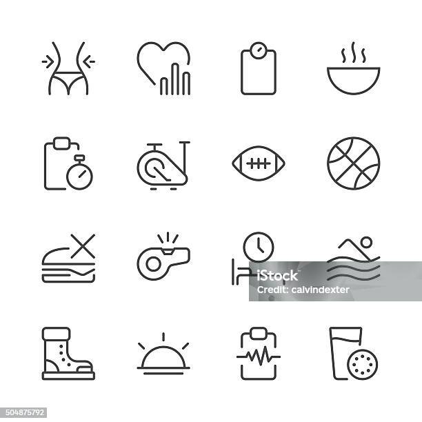 Health And Nutrition Icons Set 2 Black Line Series Stock Illustration - Download Image Now