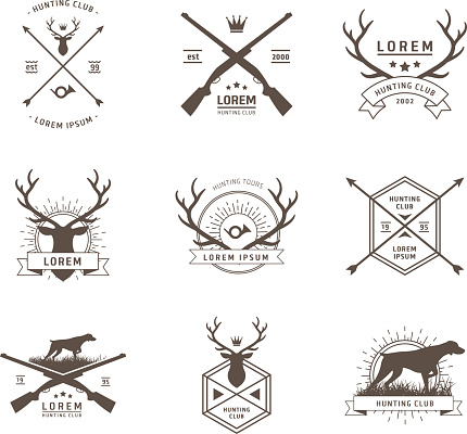 Vector set of hunting labels on white