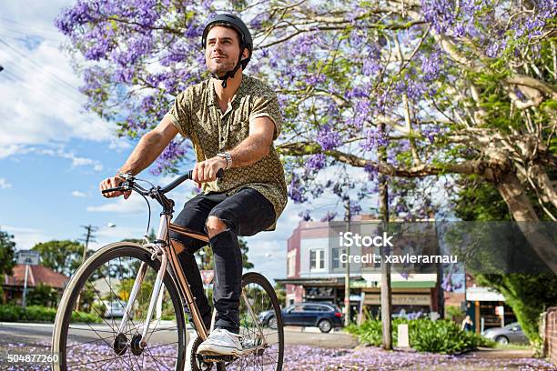 Australian Mid Adult Man Riding The Bike Stock Photo - Download Image Now - Cycling, Australia, Springtime