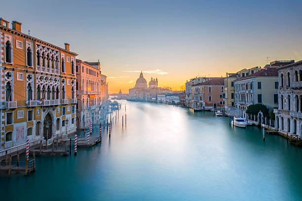 View from Accademia Bridge on Grand Canal in Venice Venice Grand Canal venice italy photos stock pictures, royalty-free photos & images