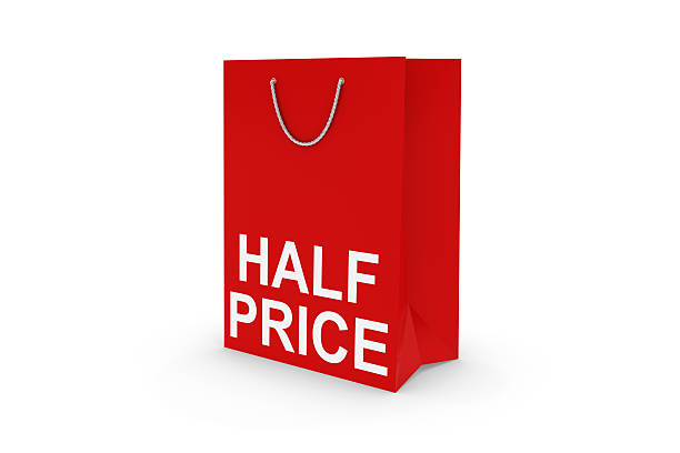 istock Red HALF PRICE Paper Shopping Bag Isolated on White 504882292