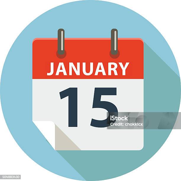 January 15th Calendar Date Stock Illustration - Download Image Now - Calendar, Calendar Date, Day