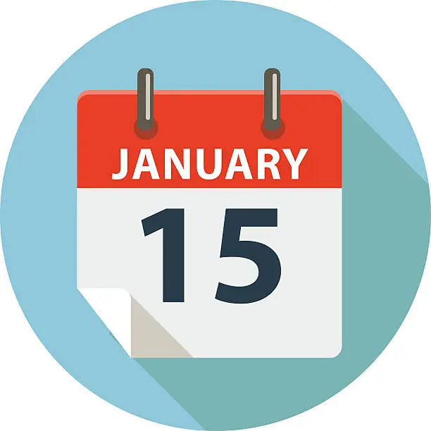 Vector illustration of January 15th Calendar Date