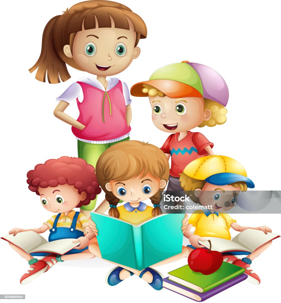 Bé Trai Và Bé Gái Đọc Sách Hình minh họa Sẵn có - Tải xuống Hình ...