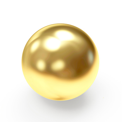 Golden shining sphere isolated on a white background