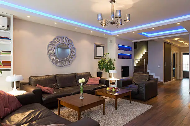 Photo of Luxury specious living room interior with modern ceiling lights