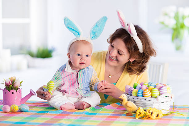 istock Mother and child celebrating Easter at home 504891000
