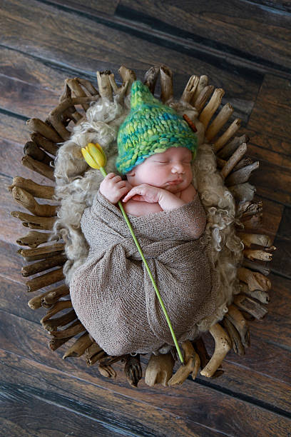 istock Newborn Baby Wearing a Gnome Hat 504891012