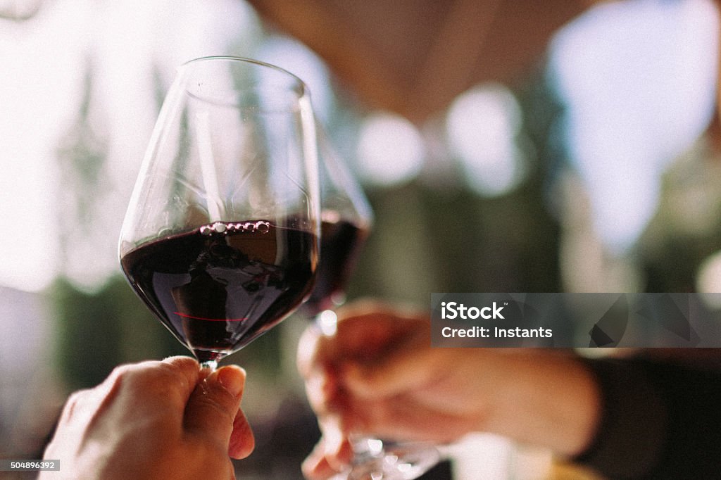 Cheers Couple cheering with glasses of red wine. Wine Stock Photo