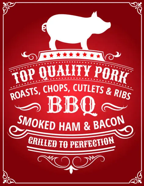 Vector illustration of Top Quality Pork BBQ Poster