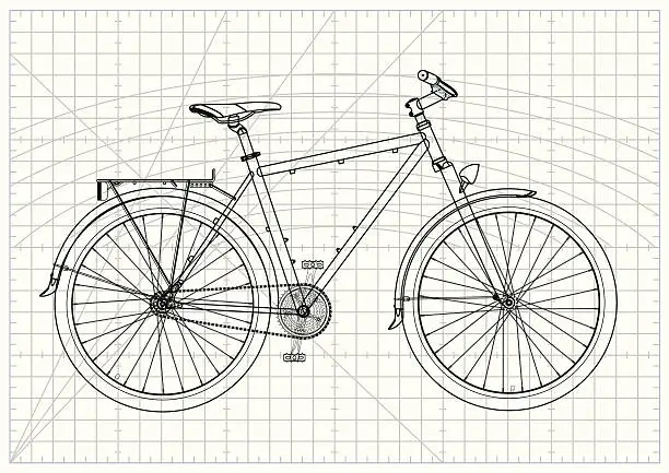 Vector illustration of Single-speed City Bicycle Blueprint