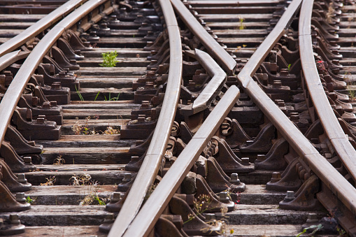 Railroad tracks extending into the distance