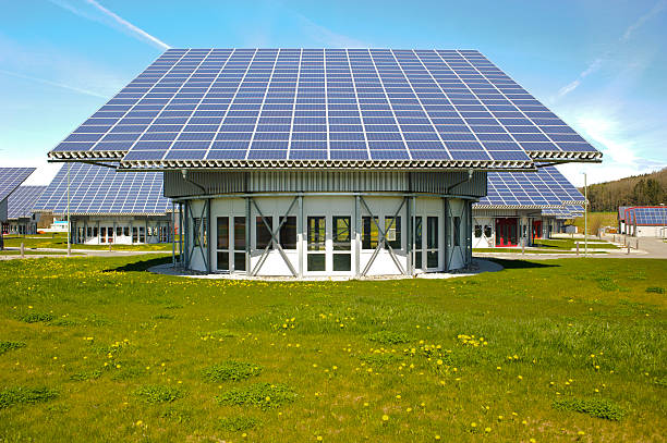 Solar panel on a modern office building