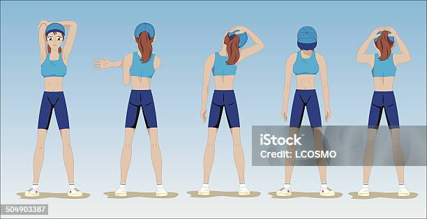 Individual Woman Doing Stretching Exercises Stock Illustration - Download Image Now - Adult, Beautiful People, Beauty
