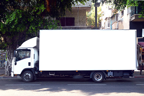 istock Blank white Sign on a white truck 504903498