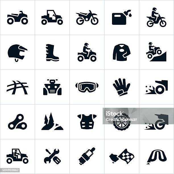 Atv Utv And Dirt Bike Icons Stock Illustration - Download Image Now - Icon Symbol, Off-Road Vehicle, Quadbike