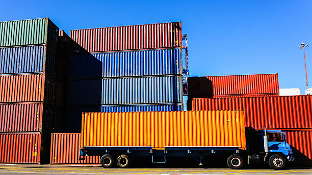 Container and Truck in the Port Container and Truck in the Port old port photos stock pictures, royalty-free photos & images