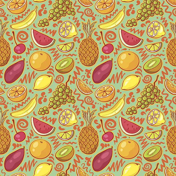 Vector illustration of Bright Tropical Fruits Background