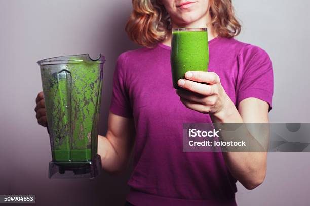 Young Woman With Green Smoothie Stock Photo - Download Image Now - Adult, Adults Only, Beautiful People
