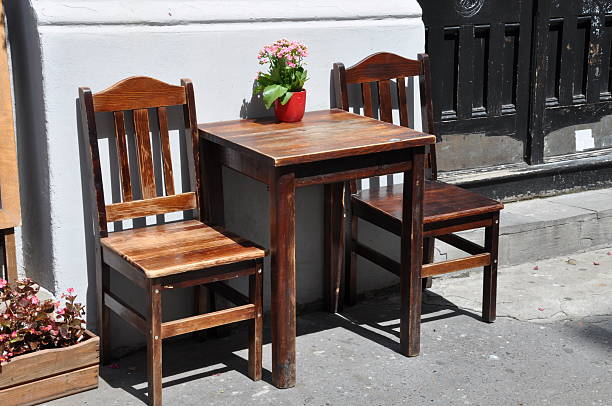 istock Wooden chairs and table 504905775