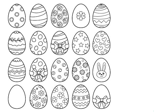 coloring book with easter eggs - vector illustration. - easter egg stock illustrations
