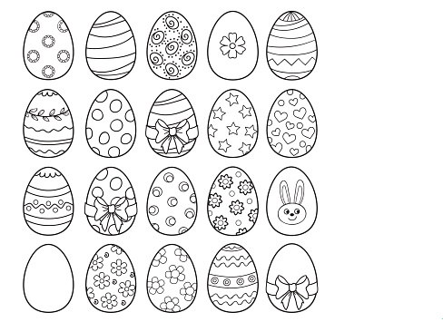 Coloring book with Easter eggs - vector illustration.