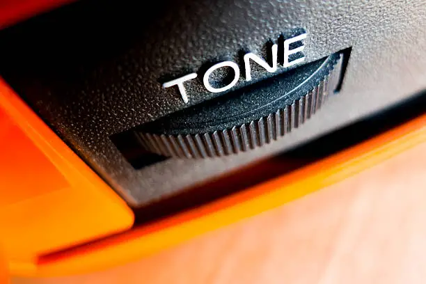 Photo of Close-up tone knob on a vintage record player