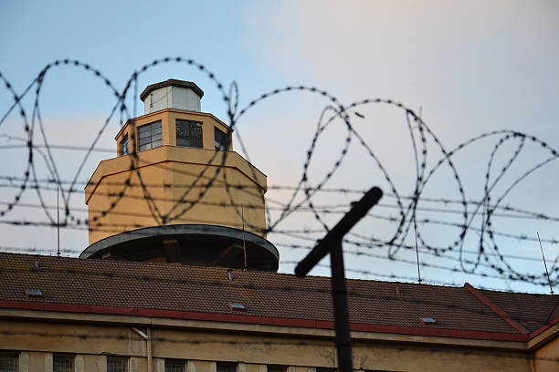 Inside of a modern prison with open doors