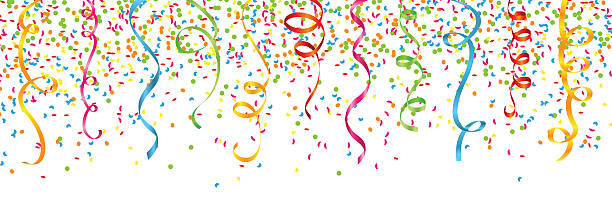 コンフェティと streamers - streamer ribbon party celebration点のイラスト素材／クリップアート素材／マンガ素材／アイコン素材