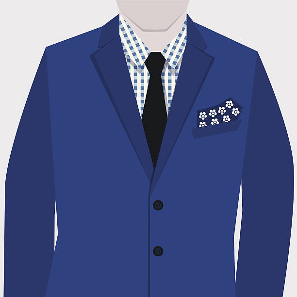 illustrazioni stock, clip art, cartoni animati e icone di tendenza di uomo elegante abito blu-flat design - suit necktie lapel shirt