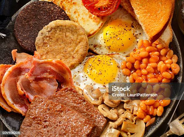 Full Traditional Scottish Breakfast Stock Photo - Download Image Now - Diner, Food, Haggis