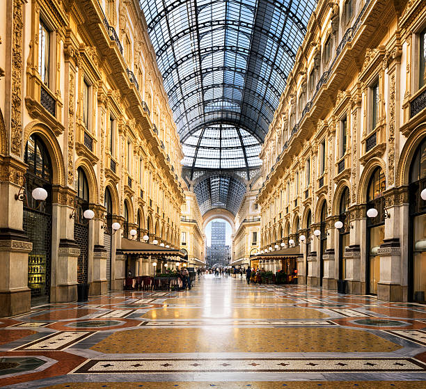 in the heart of Milan, Italy Glass dome of Galleria Vittorio Emanuele in Milan, Italy galleria vittorio emanuele ii stock pictures, royalty-free photos & images