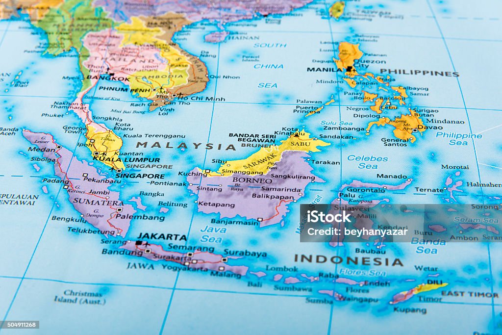 MALAYSIA, INDONESIA and PHILIPPINES Map of Malaysia, indonesia and Philippines.  Map Stock Photo