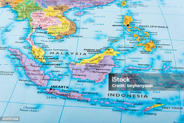 Malaysia Indonesia And Philippines Stock Photo - Download Image Now - Map, Celebes Sea, Malaysia