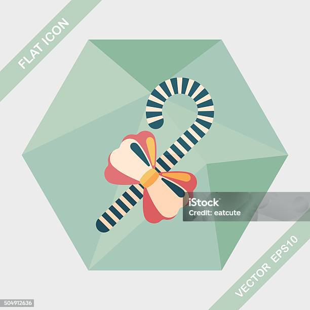 Christmas Candy Cane Flat Icon With Long Shadow Eps10 Stock Illustration - Download Image Now